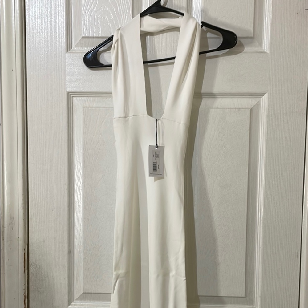 WeWoreWhat White Ribbed Halter Maxi Dress